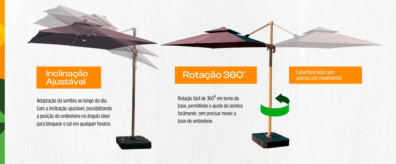 Ombrelone Refugia Guarda Sol Java Alumínio 3,0 x 3,0 C/ Base 130L em uso — imagem 4